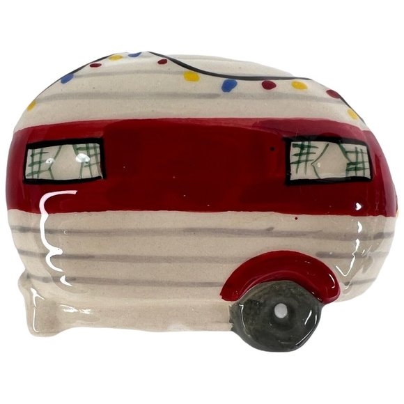 Christmas Camping Trailer Salt & Pepper Shaker Set Travel Campers Retro RV - Picture 9 of 12